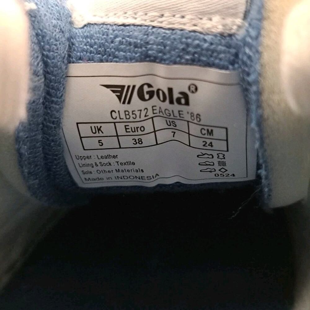 Gola Eagle 86 Sneakers Shoes Womens 7 White Blue Leather Suede Gum Sole CLB572 - Picture 7 of 13